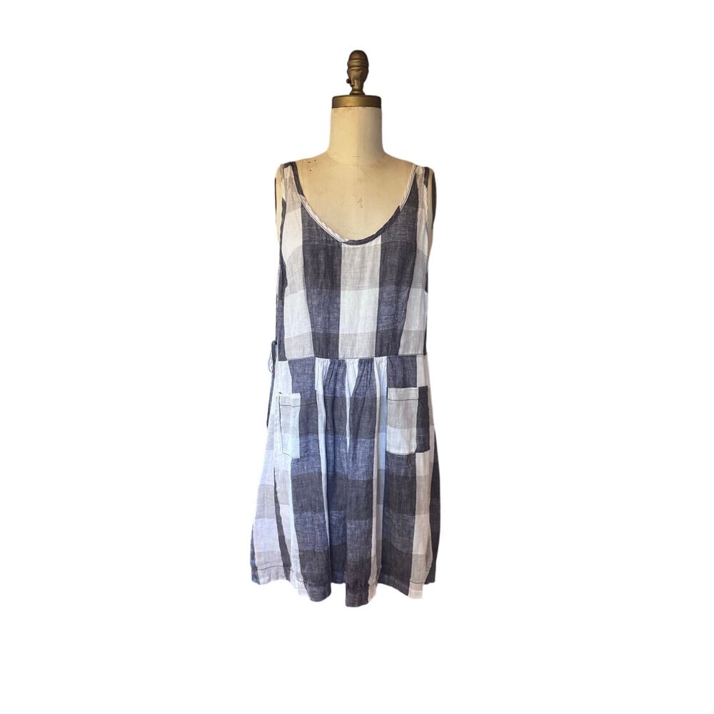 CO-Lab Plaid Linen apron dress sz small super cute